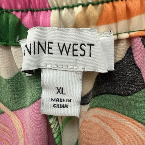 NWT Nine West Floral Culottes Pants Size XL Wide Leg Pull On Trouser Tropical - Picture 15 of 16
